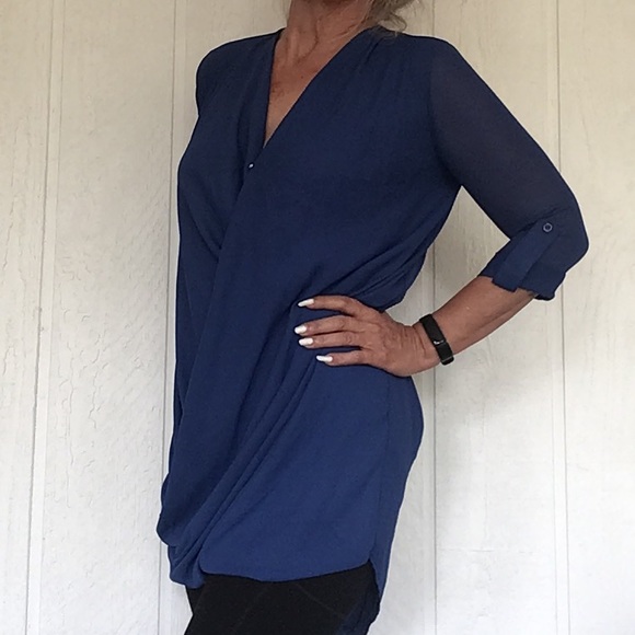 TOPSHOP OVERSIZED ROYAL BLUE CREPE TOP OR DRESS SIZE 2 - Picture 4 of 12